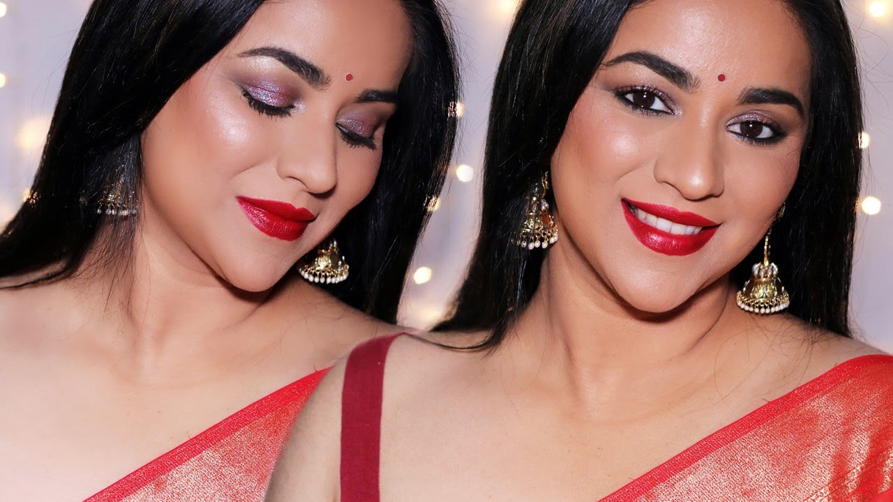 Elegant Indian Wedding Guest Look | Makeup Tutorial