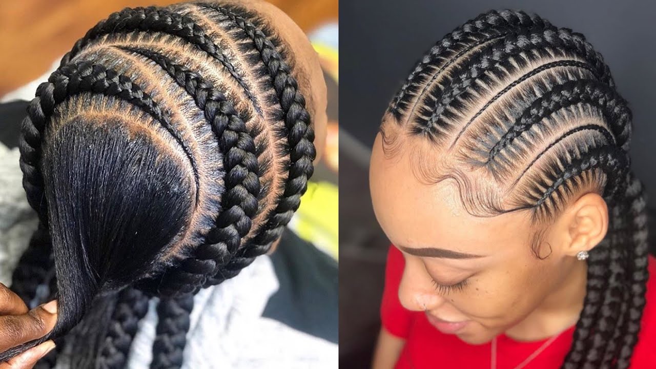 Braids Hairstyles For Black Women/Stitch Braids/Feed In Hairstyle Tutorials