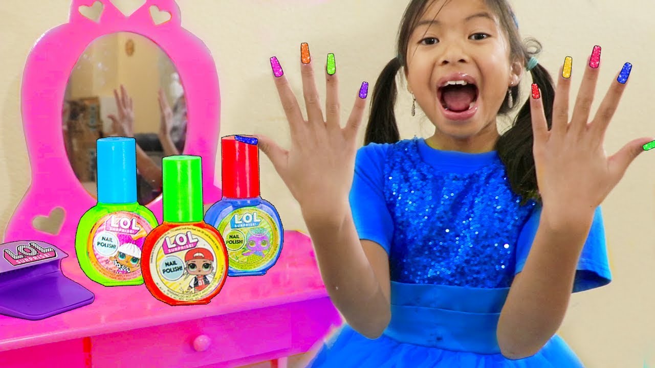 Wendy Pretend Play Painting Nails w/ LOL Surprise Nail Beauty Salon Makeup Toys