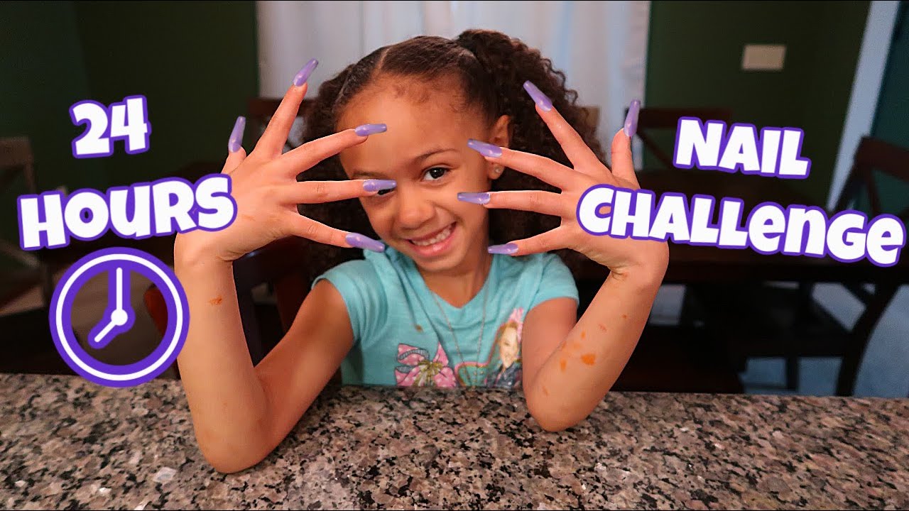 Wearing Long Acrylic Nails For 24 Hours Challenge! Can Imani Do It?