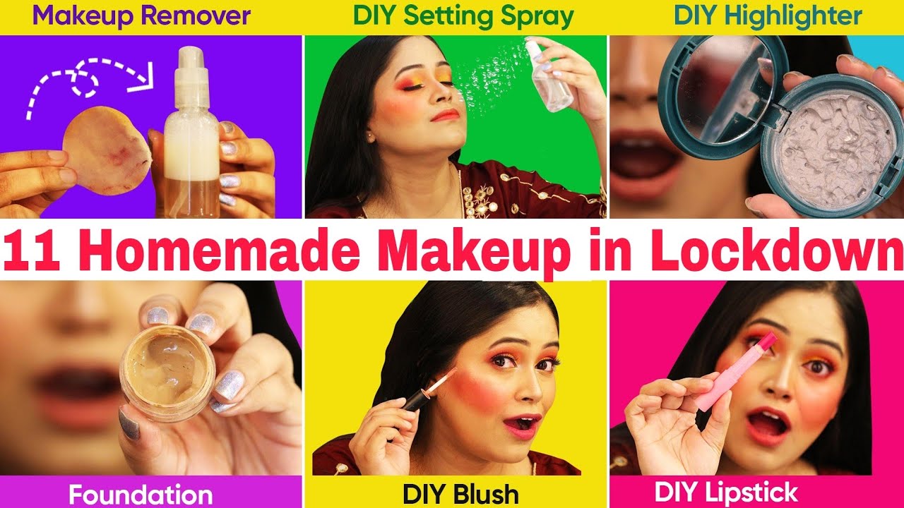 11 Homemade Makeup Tricksघर पर ही मेकअप का सारा सामान बनाए Diy Foundation, Diy Highlighte, Lip balm