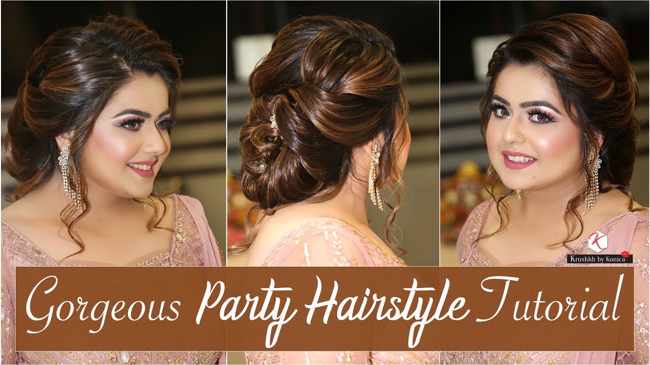 Simple Party Hairstyles | Step By Step Party Hairstyle Tutorial | Hair Updo | Krushhh By Konica