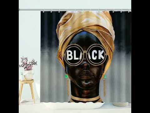Pretty African Black Woman Art Sexy Afro Girl Sunflower Shower Curtain