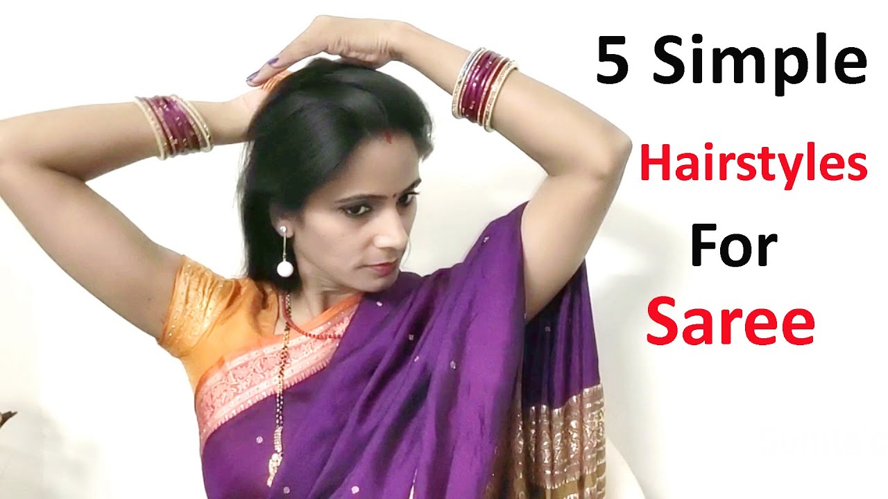 5 Everyday Hairstyles for Saree || Open Hairstyle with saree || Easy Self  Hairstyle || #hairstyle